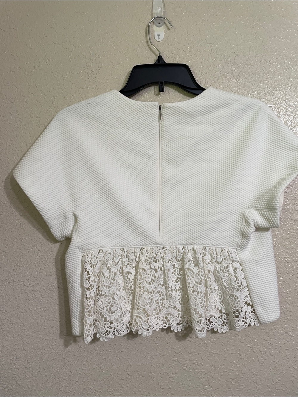 Rebecca Taylor White Textured back lace top